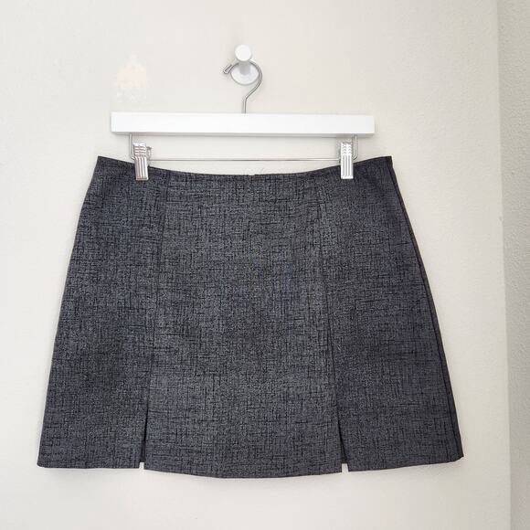 Vintage Y2K Urban Girl Gray High Waisted Mini Skirt Side Slits Office Siren M - Picture 9 of 9